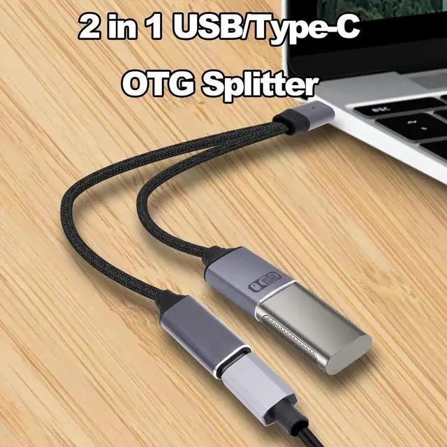 Alt view image 3 of 7 - 2 in 1 USB Type-C OTG Splitter Y Cable, Type-C to USB OTG Adapter with 100W PD Fast Charging Compatible for Phone Laptop
