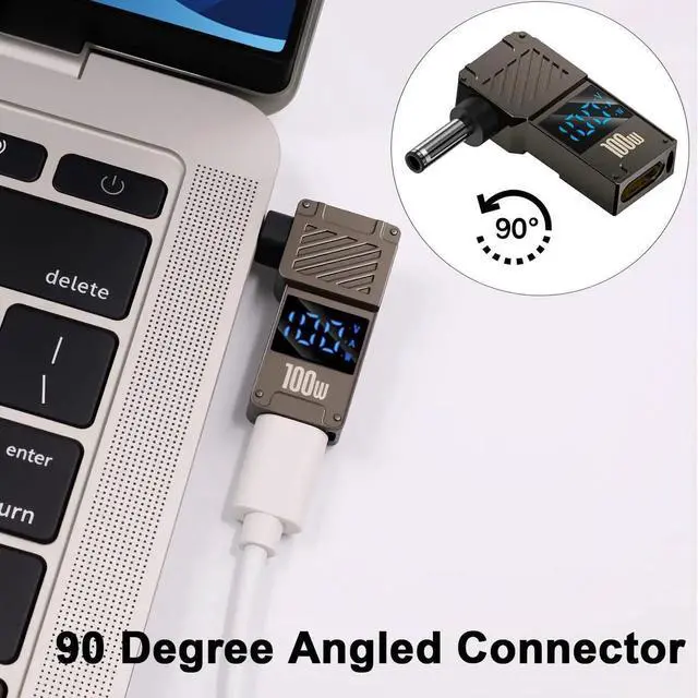 Alt view image 7 of 7 - USB Type C to DC 3.5x1.35mm Adapter, 100W PD 20V 5A LED Digital Display USB C to Laptop Power Charger Converter, 1 Pack