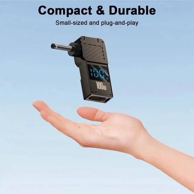 Alt view image 6 of 7 - USB Type C to DC 3.0x1.1mm Adapter, 100W PD 20V 5A LED Digital Display USB C to Laptop Power Charger Converter, 1 Pack