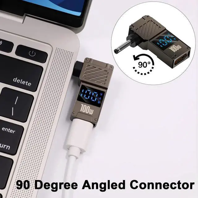 Alt view image 2 of 7 - USB Type C to DC 3.0x1.1mm Adapter, 100W PD 20V 5A LED Digital Display USB C to Laptop Power Charger Converter, 1 Pack
