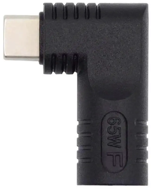 Main image of 90 Degree Angled DC Jack 5.5x2.5mm Input to USB-C Adapter, 65W Type-C Power Charging Connector for Laptop Phone