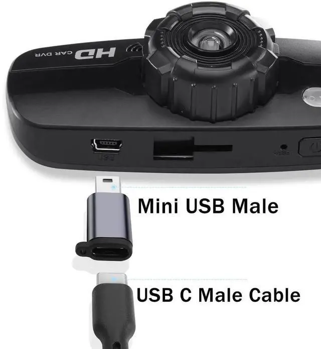 Alt view image 5 of 6 - 2 Pcs Mini USB Male to USB C Female Adapter, 480Mbps 18W Aluminum Alloy Mini USB to Type C Connector with Hanging Hole for Digital Camera Mobile Hard Drive MP3