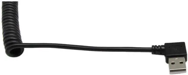 Alt view image 6 of 6 - 90 Degree Right Angle USB 2.0 to USB C Spring Cable, 1.2M Coiled Type C Male to USB A Male Data Charging Cable for Cellphone Tablet