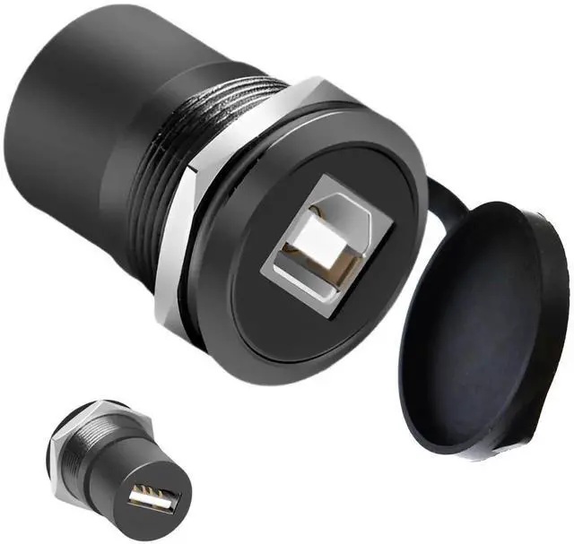 Main image of Solderless USB 2.0 Type B to A Panel Mount Adapter, Threaded Fixed Female Connector Conversion for Printers Scanners