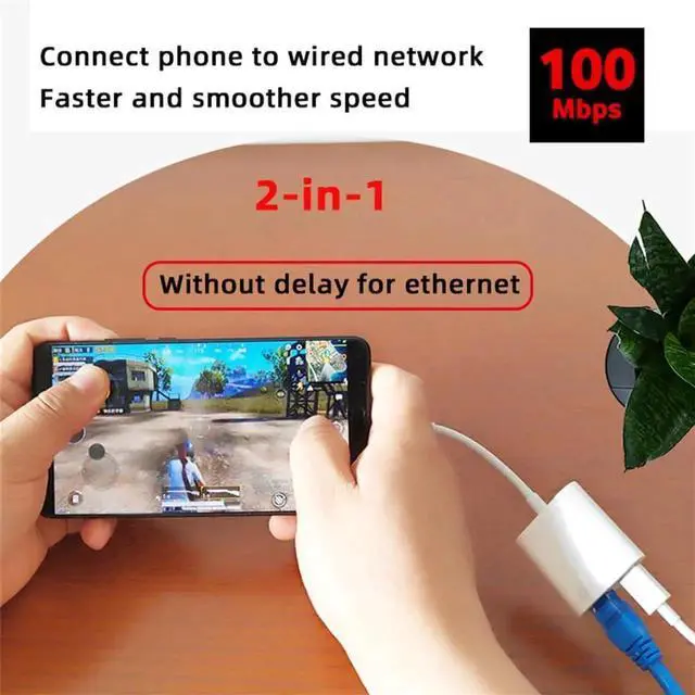 Alt view image 7 of 7 - 2-in-1 USB C Hub with 100Mbps RJ45 Ethernet & PD Charging Port, Type C to LAN Network Adapter USB Extender for Laptop Tablet Phone