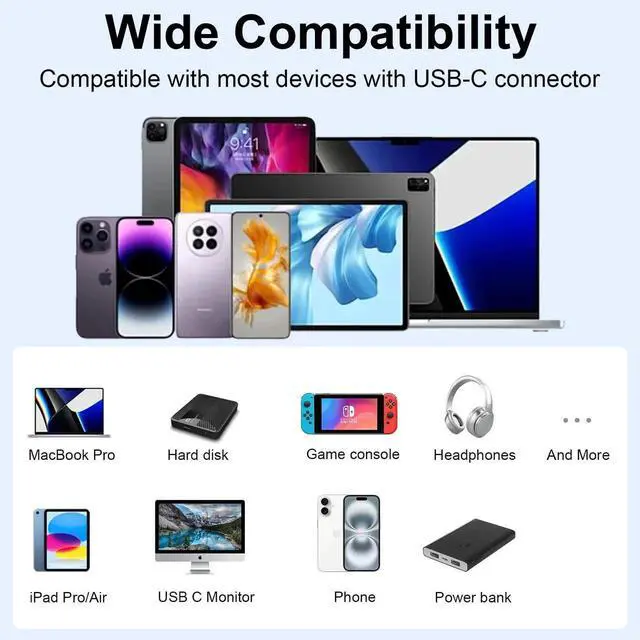 Alt view image 6 of 7 - 2 Pack Black USB-C Male to Female Extension Adapter with LED Digital Display, 80Gbps 240W 8K@60Hz Thunderbolt 5/4 USB C Extender for MacBook iMac
