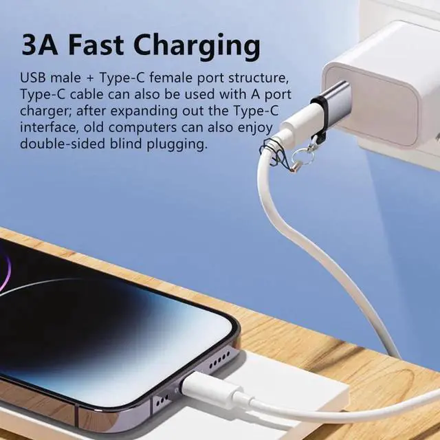 Alt view image 5 of 7 - 4 Pack USB to USB C Adapter Set, 2Pcs Type C Male to USB 3.0 A Female + 2Pcs USB C Female to A Male OTG Converter Compatible with iPhone 15/16 Galaxy S23 S24