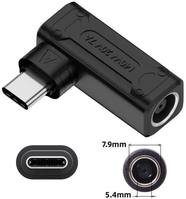 Alt view image 7 of 7 - 90 Degree Angled DC 7.9x5.4mm to USB-C Power Adapter, 100W/140W High Power Charging Converter for Laptop & Phone