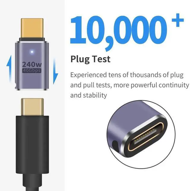 Alt view image 5 of 7 - 2 Pack 240W USB C Male to Female Extension Adapter, 40Gbps High Speed USB-C Extender Compatible with MacBook iMac iPad Thunderbolt