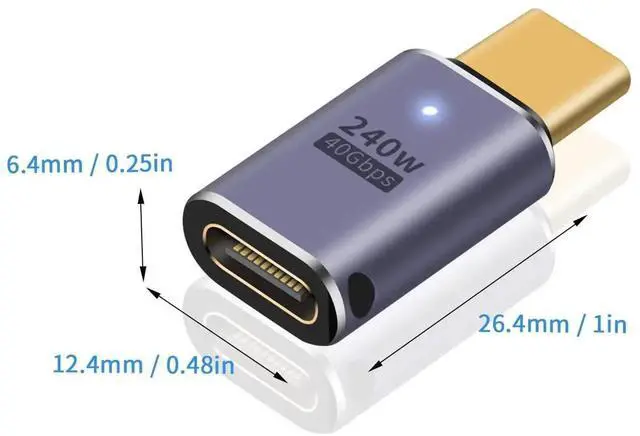 Alt view image 2 of 7 - 2 Pack 240W USB C Male to Female Extension Adapter, 40Gbps High Speed USB-C Extender Compatible with MacBook iMac iPad Thunderbolt