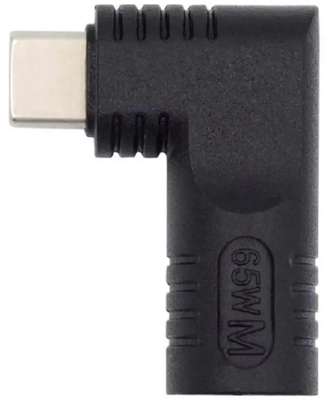 Main image of 90 Degree Angled DC 4.5x3.0mm Input to USB-C Adapter, 65W Type-C Power Charging Converter for Laptop & Phone