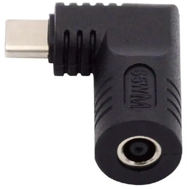 Alt view image 4 of 7 - 90 Degree Angled DC 4.5x3.0mm Input to USB-C Adapter, 65W Type-C Power Charging Converter for Laptop & Phone