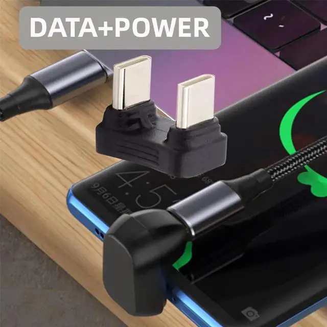 Alt view image 2 of 7 - Opposite U Shape Back Angled USB-C Male to Male Coupler Extender, 480Mbps Power & Data Adapter for Power Bank Phone Laptop