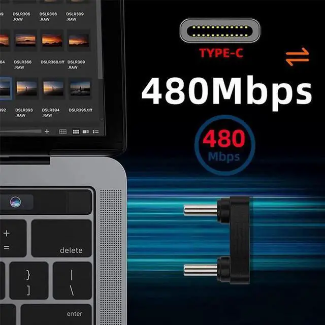 Alt view image 3 of 7 - Opposite U Shape Back Angled USB-C Male to Male Coupler Extender, 480Mbps Power & Data Adapter for Power Bank Phone Laptop