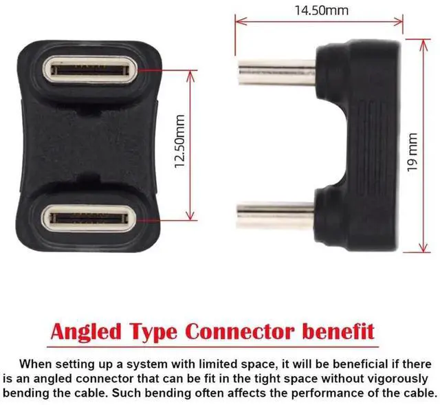 Alt view image 5 of 7 - Opposite U Shape Back Angled USB-C Male to Male Coupler Extender, 480Mbps Power & Data Adapter for Power Bank Phone Laptop