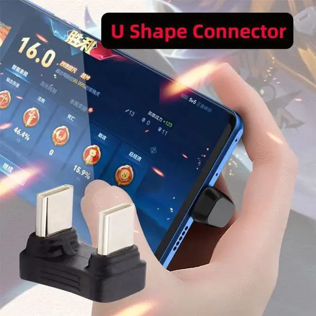 Alt view image 7 of 7 - Opposite U Shape Back Angled USB-C Male to Male Coupler Extender, 480Mbps Power & Data Adapter for Power Bank Phone Laptop