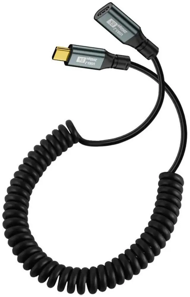 Main image of USB4 Stretch Coiled Type-C Male to Female Extension Cord, 1.8M 20Gbps 100W 8K@60Hz USB-C Charging Data Cable for Laptop Tablet Keyboard