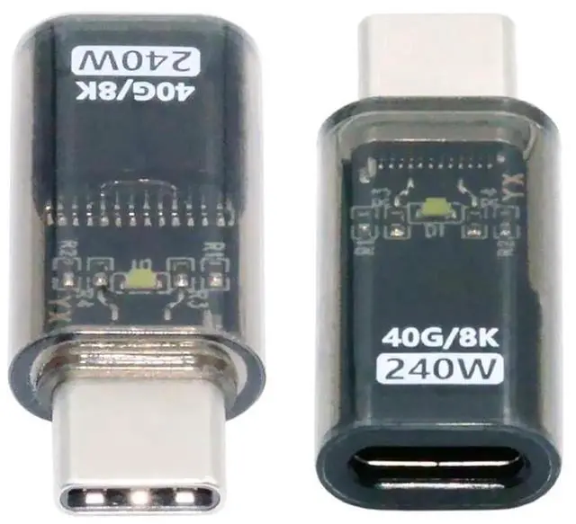 Alt view image 4 of 7 - USB4 Type-C Male to Female Extension Adapter with Smart LED Display, 240W 40Gbps 8K Video Power Data Converter for Phone Laptop