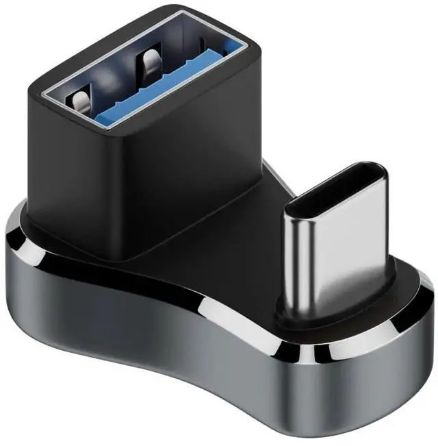 Main image of 180 Degree U Shaped Wide USB C to USB3.1 Adapter, 10Gbps Type C Male to USB A Female Wide Distance Angle Connector, 36W Charging OTG Aluminum Alloy with LED for Steam Deck Smartphone Tablet
