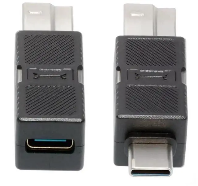 Main image of 2 Pack USB 3.0 Type-B to USB-C Adapter Kit, 5Gbps Male to Female Data Extension Converter Plug Black for Printer SSD Disk Camera