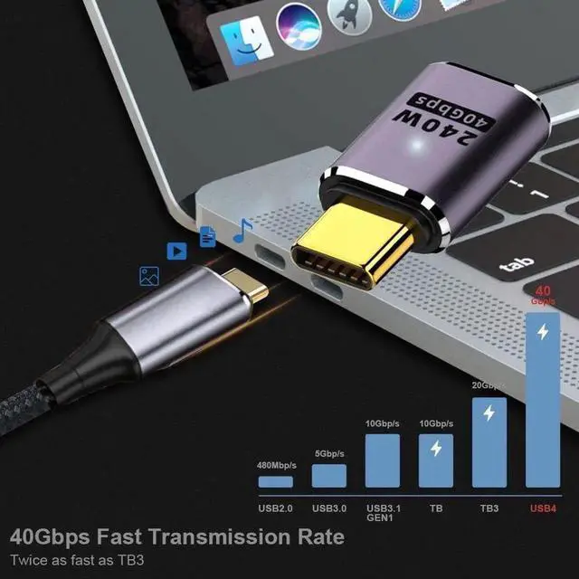 Alt view image 6 of 7 - USB4 Type C Male to Female Adapter, 240W PD Charging 40Gbps Data 8K@60Hz Video Converter for NS Switch Phone Laptop