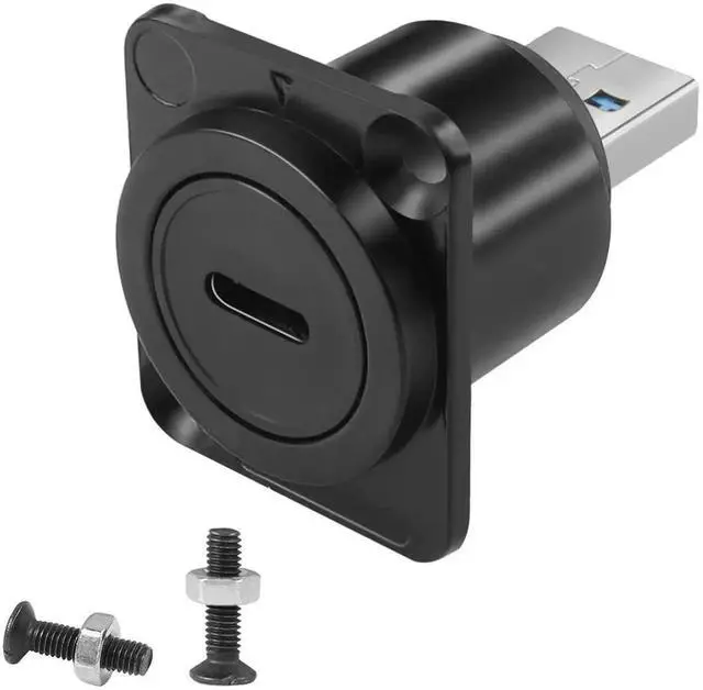 Main image of USB 3.0 to USB C Panel Mount Adapter, 5Gbps USB3.0 Male to Type C Female D/XLR Panel Mount Socket Converter for Data Transfer & Charging