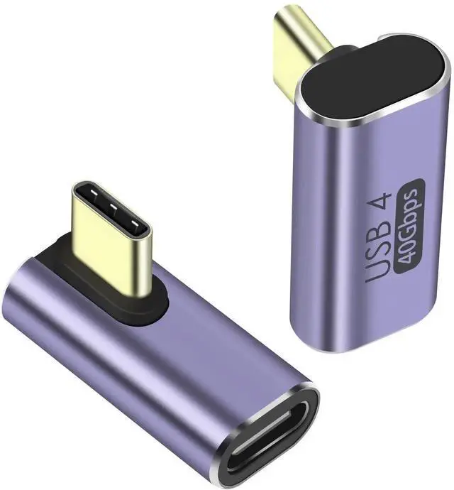 Main image of 2 Pack 90 Degree Vertical Bend USB C Adapter, USB4.0 Type C Female to Male Right Angle Coupler, 40Gbps High Speed OTG Connector for Laptop Tablet Phone