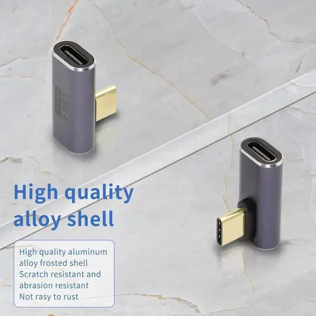 Alt view image 3 of 6 - 2 Pack 90 Degree Vertical Bend USB C Adapter, USB4.0 Type C Female to Male Right Angle Coupler, 40Gbps High Speed OTG Connector for Laptop Tablet Phone