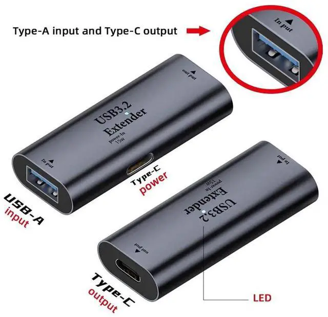 Alt view image 6 of 7 - 5Gbps USB 3.0 Type-A Female Host to Type-C Female Active Repeater Extender, Built-in Chip Signal Amplifier Adapter for Printer Camera Computer
