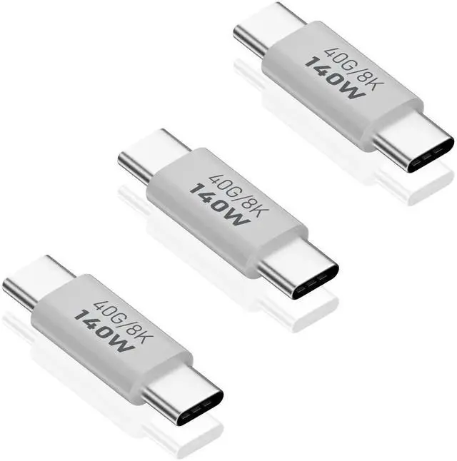 Main image of 3Pack 140W USB C Male to Male Adapter, 40Gbps 8K@60Hz USB-C Male to Male Charging & Data Connector Compatible with iPad, MacBook Pro, Smartphones