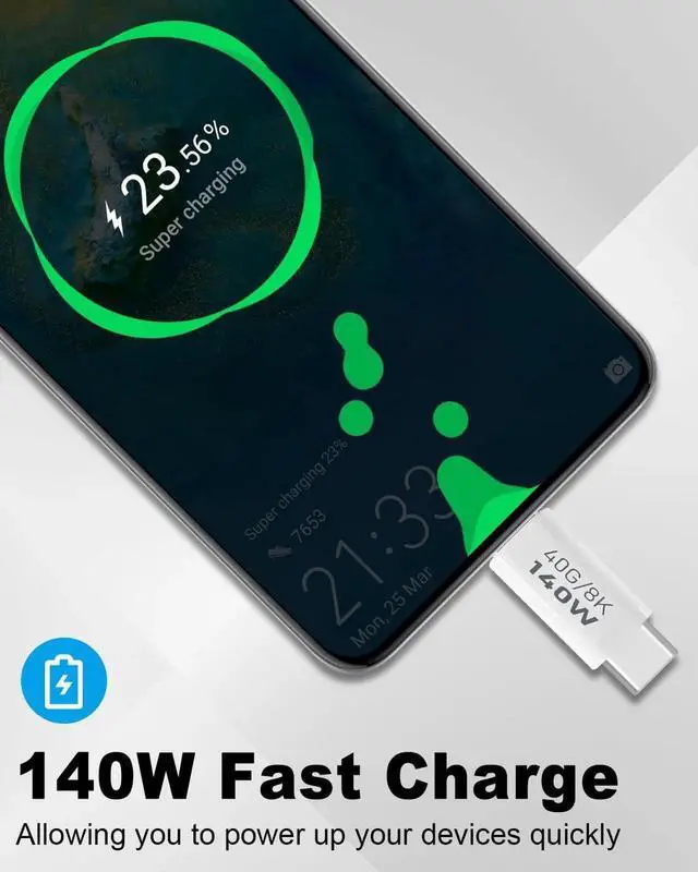 Alt view image 6 of 7 - 3Pack 140W USB C Male to Male Adapter, 40Gbps 8K@60Hz USB-C Male to Male Charging & Data Connector Compatible with iPad, MacBook Pro, Smartphones