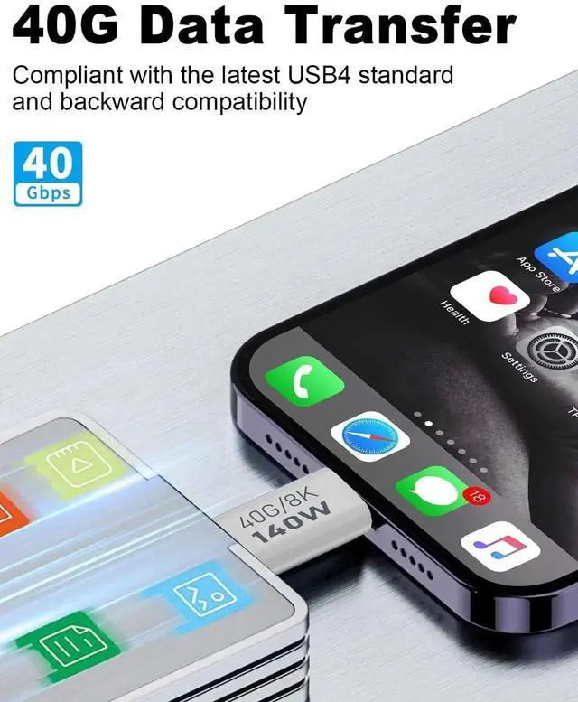 Alt view image 2 of 7 - 3Pack 140W USB C Male to Male Adapter, 40Gbps 8K@60Hz USB-C Male to Male Charging & Data Connector Compatible with iPad, MacBook Pro, Smartphones