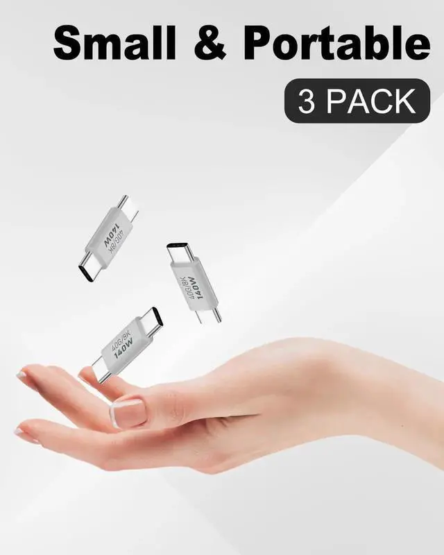 Alt view image 4 of 7 - 3Pack 140W USB C Male to Male Adapter, 40Gbps 8K@60Hz USB-C Male to Male Charging & Data Connector Compatible with iPad, MacBook Pro, Smartphones
