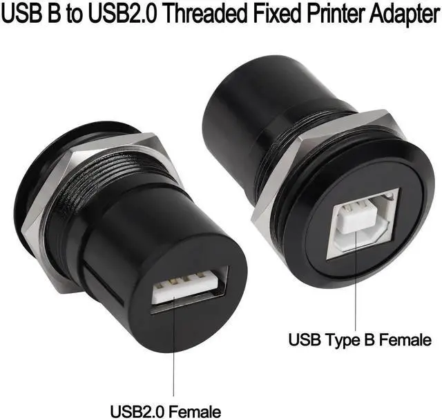 Alt view image 4 of 6 - USB Type B Female to Female Panel Mount Adapter Round Connector Compatible with Printer Scanner 3.5 Inch Portable Hard Drive Monitor