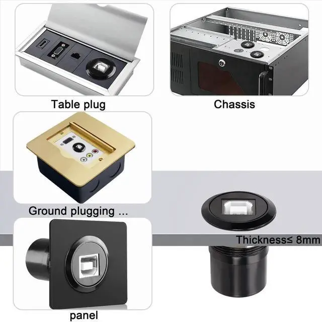 Alt view image 5 of 6 - USB Type B Female to Female Panel Mount Adapter Round Connector Compatible with Printer Scanner 3.5 Inch Portable Hard Drive Monitor