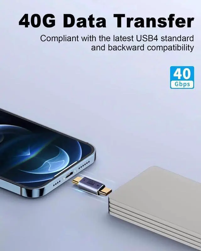 Alt view image 6 of 7 - 3Pack USB-C Male to Male Adapter, 40Gbps 8K Video PD 100W Thunderbolt 4/3 Extender Connector Compatible with iPad MacBook Pro Phones