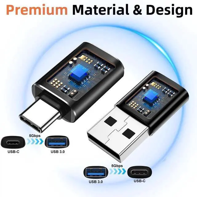 Alt view image 3 of 7 - 4-Pack USB to USB C Adapter Black, Type-C Female to USB A Male Car Charger Converter Compatible with iPhone 16 16e 15 14 13 12 Plus iWatch Airpods Switch Samsung Galaxy S25