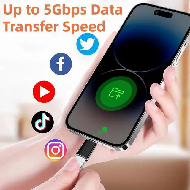 Alt view image 5 of 7 - 4-Pack USB to USB C Adapter Black, Type-C Female to USB A Male Car Charger Converter Compatible with iPhone 16 16e 15 14 13 12 Plus iWatch Airpods Switch Samsung Galaxy S25