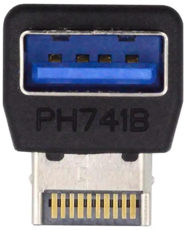 Main image of 90 Degree Down Angled USB 3.1 Front Panel Header Adapter, Male Type-E to Type-A USB3.0 Female Data Converter for Motherboard