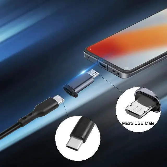 Alt view image 7 of 7 - 2Pcs 18W Micro USB Male to USB C Female Adapter, 480Mbps Micro USB 2.0 to Type C Charging Data Connector with Aluminum Alloy Shell and Hanging Hole for MP3 MP4 Digital Camera Car Recorder