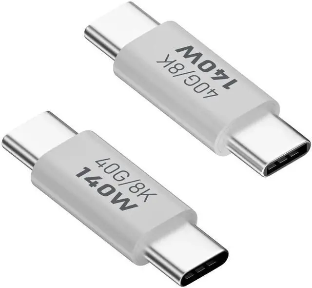 Main image of 2 Pack 140W USB4.0 Type C Male to Male Adapter, 40Gbps 8K@60Hz Aluminium Alloy Connector