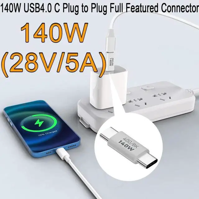 Alt view image 4 of 7 - 2 Pack 140W USB4.0 Type C Male to Male Adapter, 40Gbps 8K@60Hz Aluminium Alloy Connector