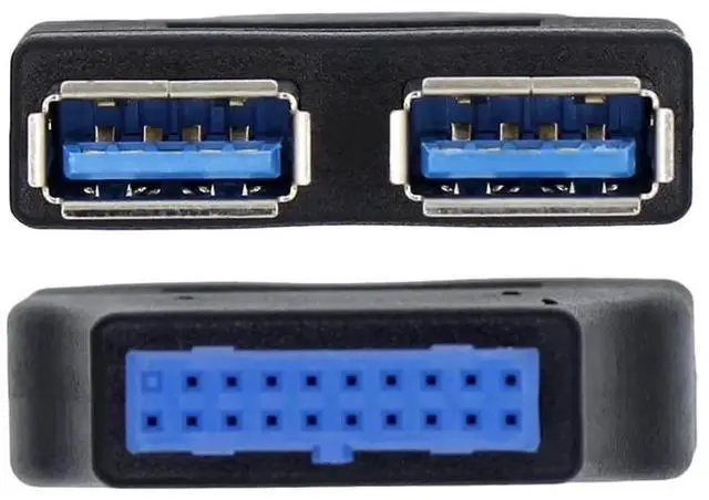 Alt view image 6 of 7 - 2-Pack 2-Port USB 3.0 A Female to Motherboard 20 Pin Adapter, Internal USB 3.0 Header Splitter