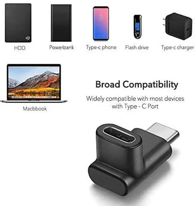 Alt view image 5 of 7 - 2 Pack 90 Degree Right & Left Angled USB 3.1 Type C Male to Female Extension Adapter