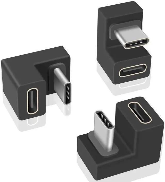 Main image of 3-Pack U-Shaped 180 Degree USB C Adapter, 10Gbps USB-C 3.1 Gen2 Male to Female Extension Connector, Fast Charging & Data Transfer for Phone Laptop Galaxy