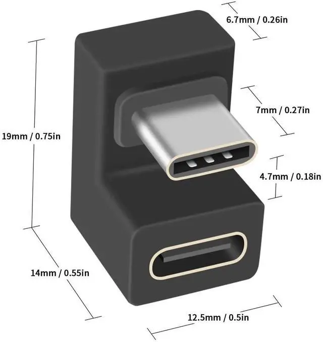 Alt view image 4 of 7 - 3-Pack U-Shaped 180 Degree USB C Adapter, 10Gbps USB-C 3.1 Gen2 Male to Female Extension Connector, Fast Charging & Data Transfer for Phone Laptop Galaxy