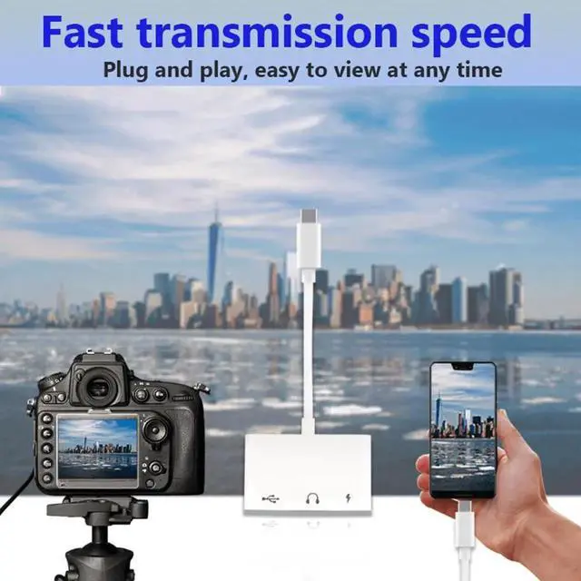 Alt view image 5 of 6 - 3-in-1 USB C to USB-A OTG Splitter with 3.5mm Audio Jack & PD Fast Charging Port, USB C Adapter Compatible with MacBook iPhone 15 iPad Pro Samsung Galaxy S23