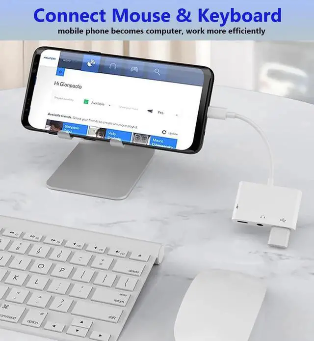 Alt view image 6 of 6 - 3-in-1 USB C to USB-A OTG Splitter with 3.5mm Audio Jack & PD Fast Charging Port, USB C Adapter Compatible with MacBook iPhone 15 iPad Pro Samsung Galaxy S23
