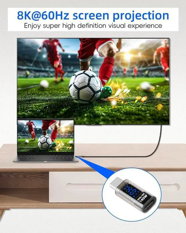 Alt view image 3 of 7 - 2 Pack 140W USB C Male to Female Adapter, 40Gbps Type C Converter with LED Display, Fast Charging Data Connector for Laptop Desktop Phone Tablet