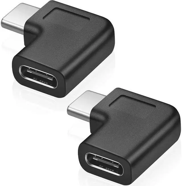 Main image of 2 Pack 90 Degree Right Angle USB C Adapter, USB Type-C Male to Female L-Shaped Extension Converter for Laptop Tablet Mobile Phone